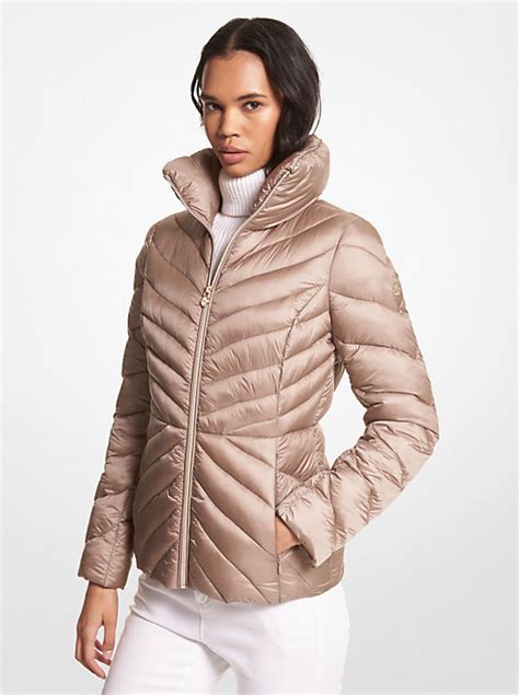 quilted nylon puffer jacket michael kors|michael kors puffer jacket ladies.